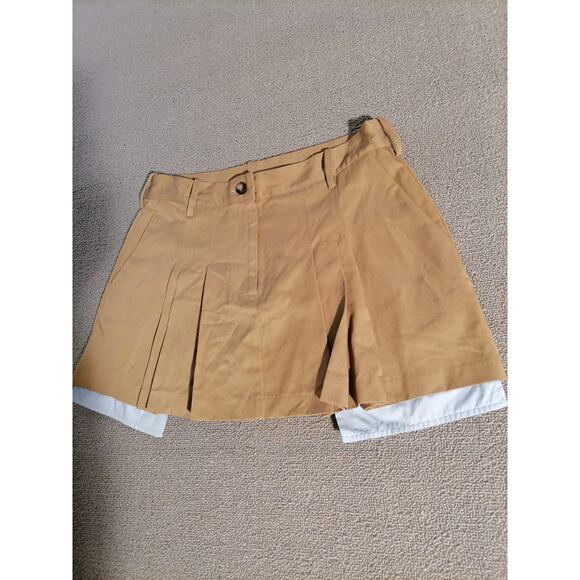 ZARA Medium Female Brown Tan Pleated Skirt with White Layered Hemline Stylish - Picture 13 of 14